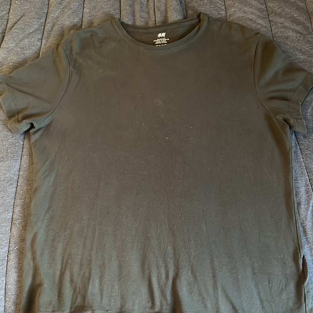 H&M Slim Fit Coupe Etroite Black Short Sleeve Shirt